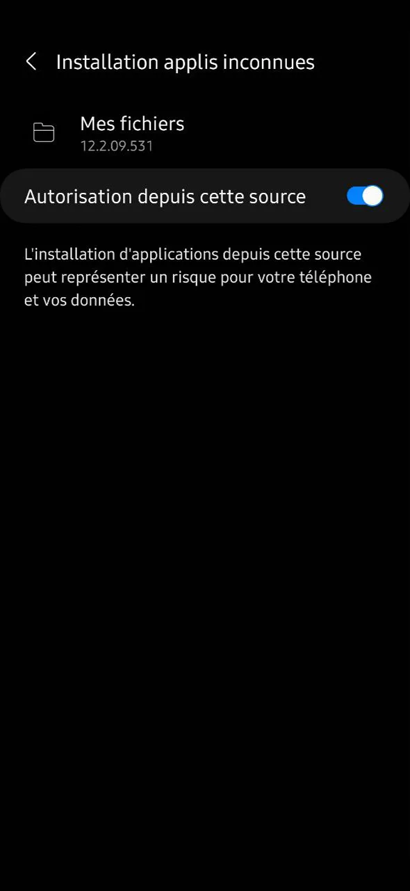 Activez l'installation des applications inconnues pour installer 1Win.