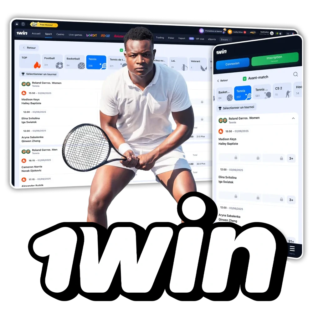 Profitez des paris sur le tennis avec 1win en Côte d'Ivoire.