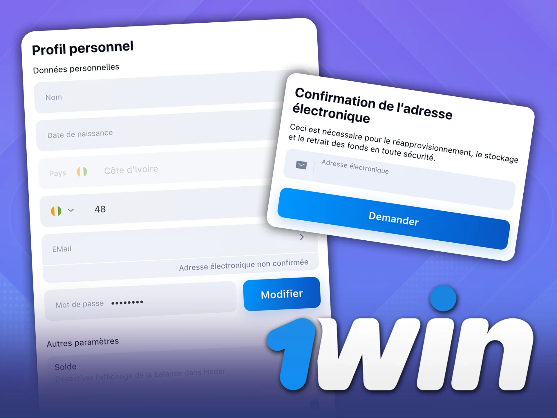Vérifiez votre compte 1Win pour des transactions sécurisées.