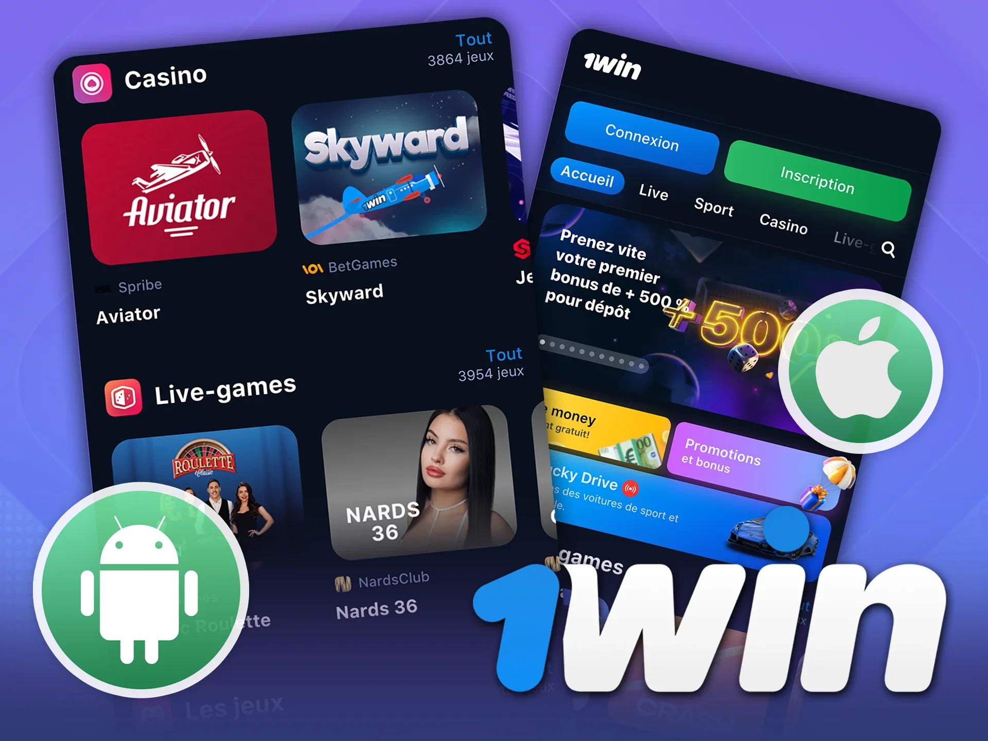 Téléchargez l'application 1Win et accédez à tous les jeux en un clic.