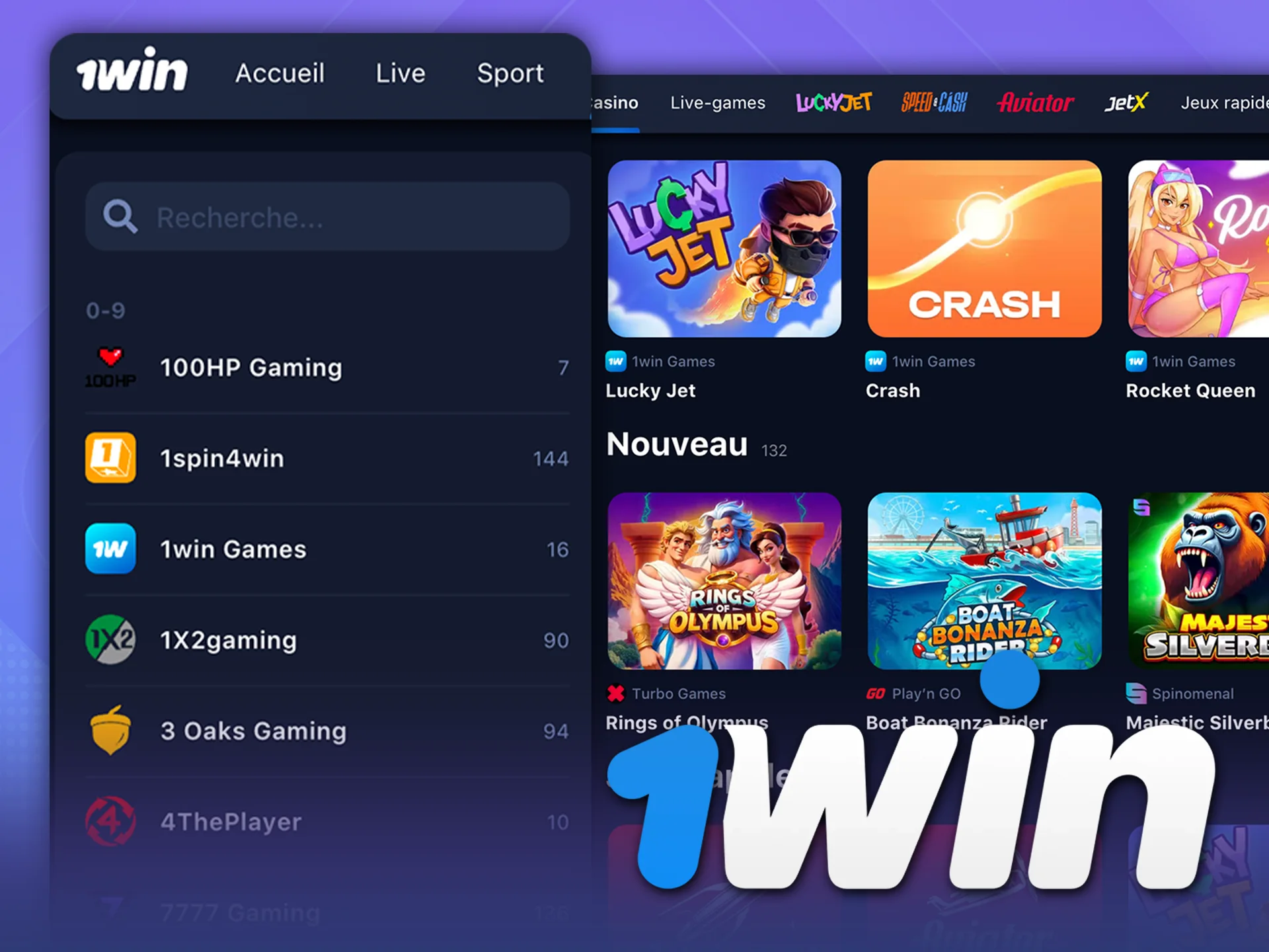 Découvrez les meilleurs fournisseurs de jeux et jouez sans limites sur 1Win.
