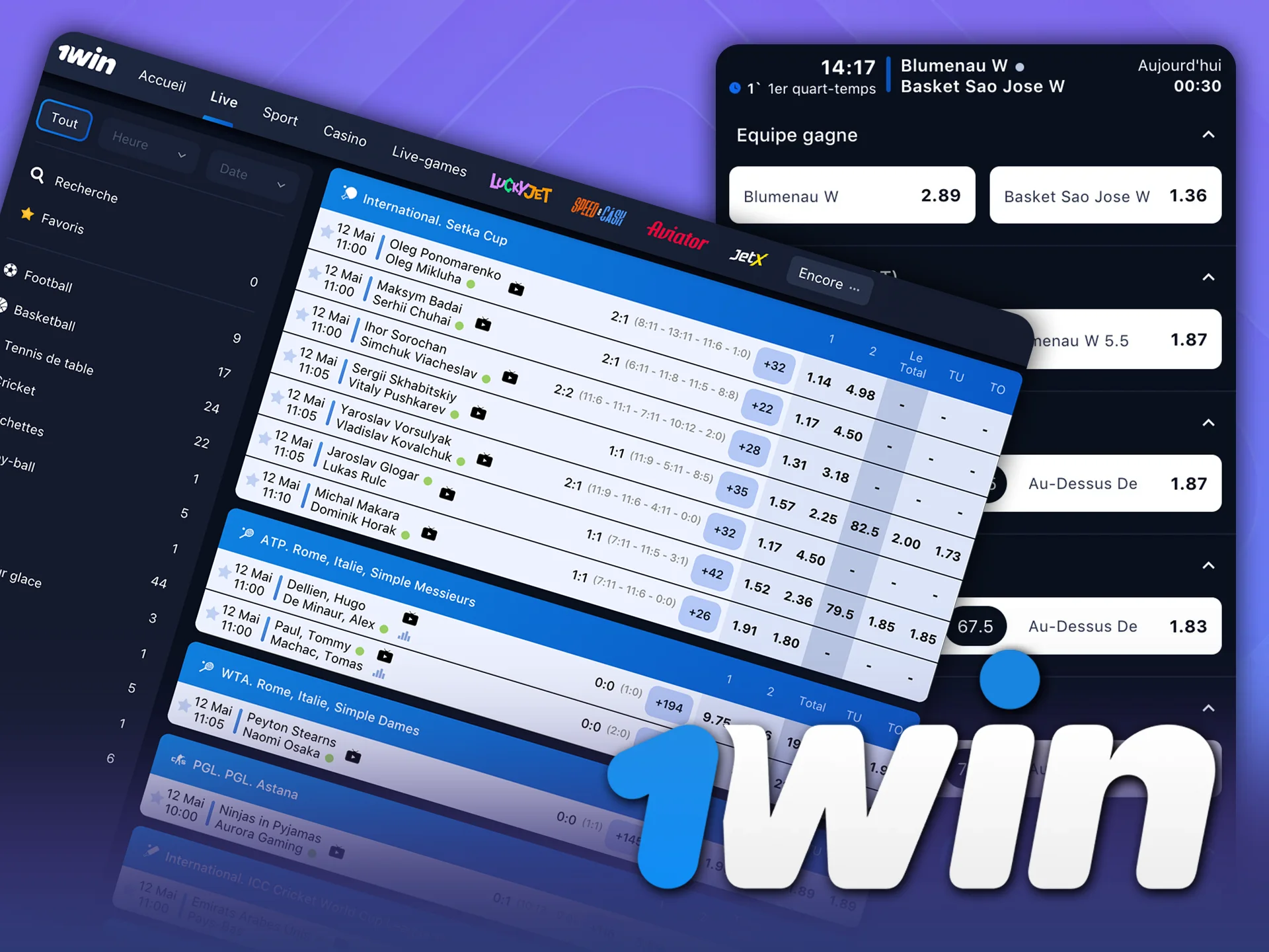 Profitez des paris en direct et gagnez en temps réel sur 1Win.