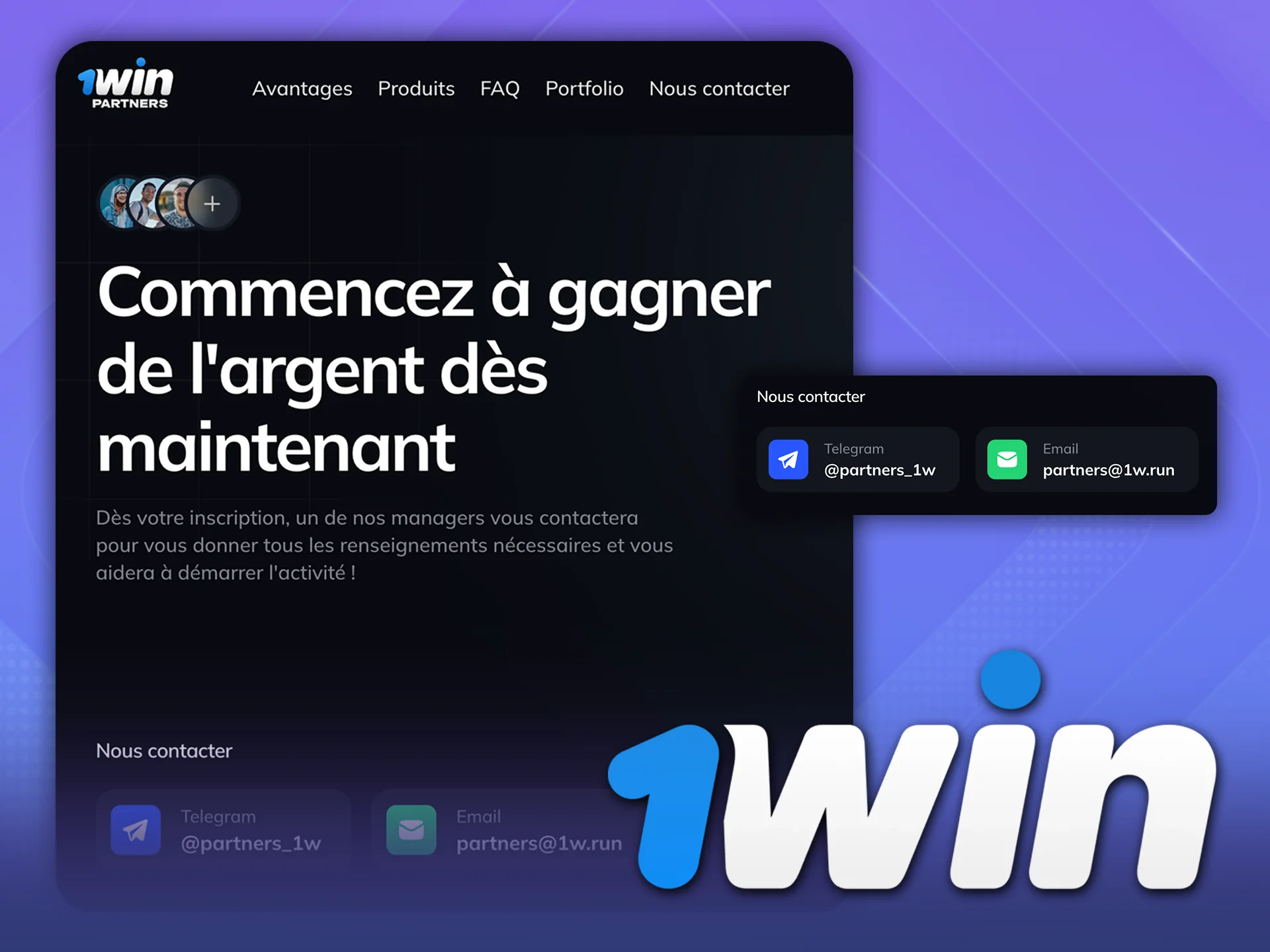 Trouvez toutes les informations de contact pour les affiliés 1win.