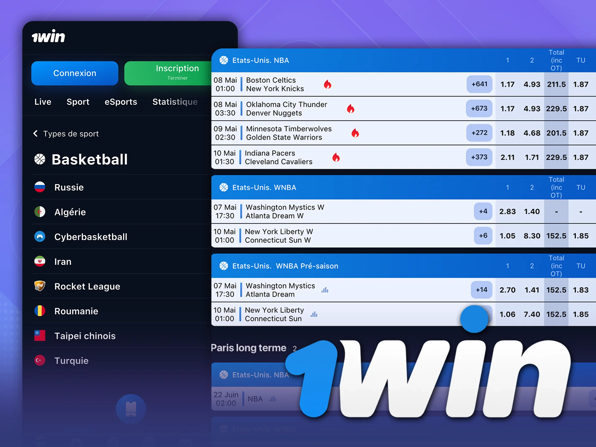 Plongez dans l'action du basket-ball et placez vos paris sur 1Win.