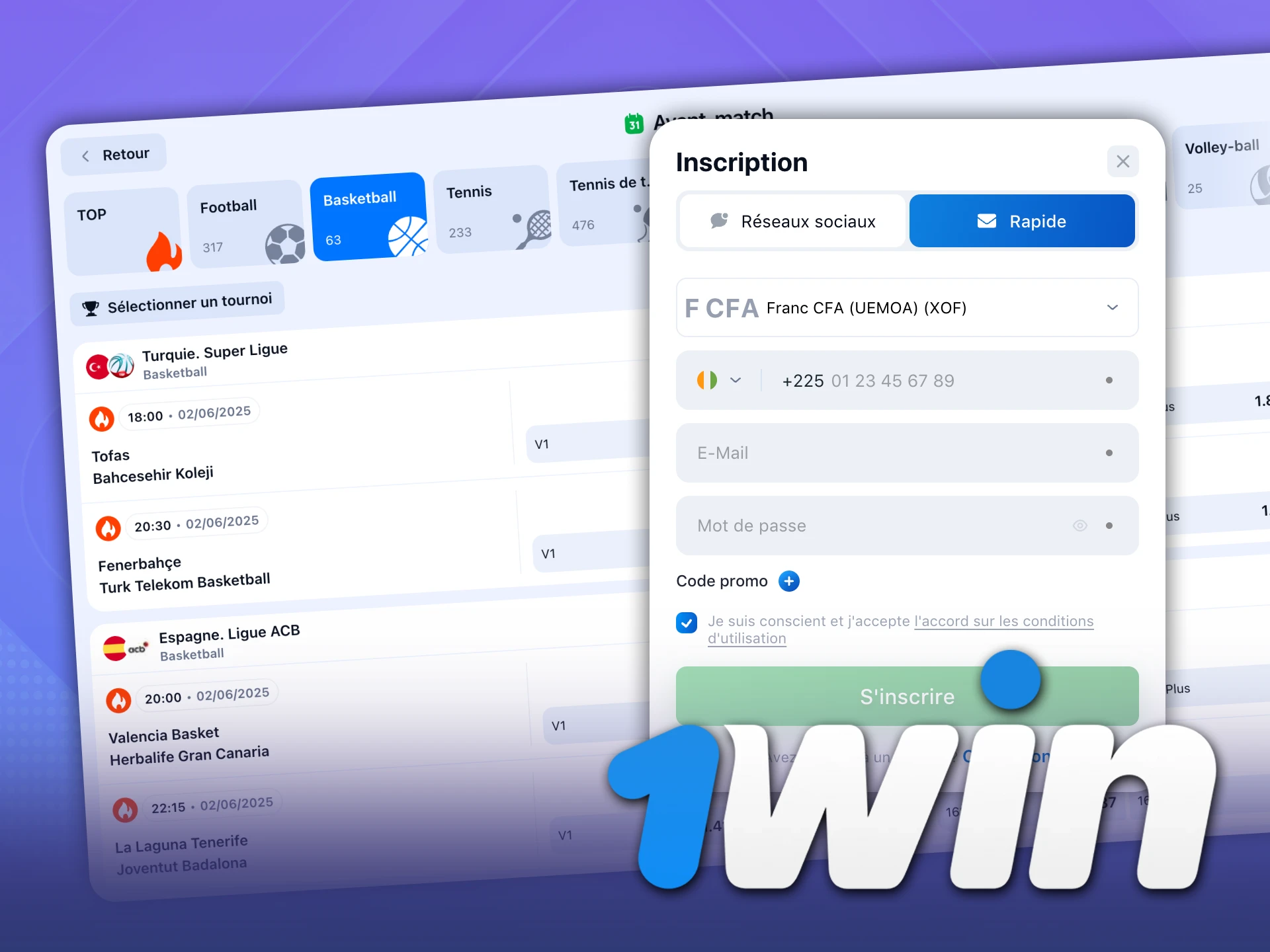 Inscrivez-vous sur le site 1Win pour commencer à parier sur le basket.
