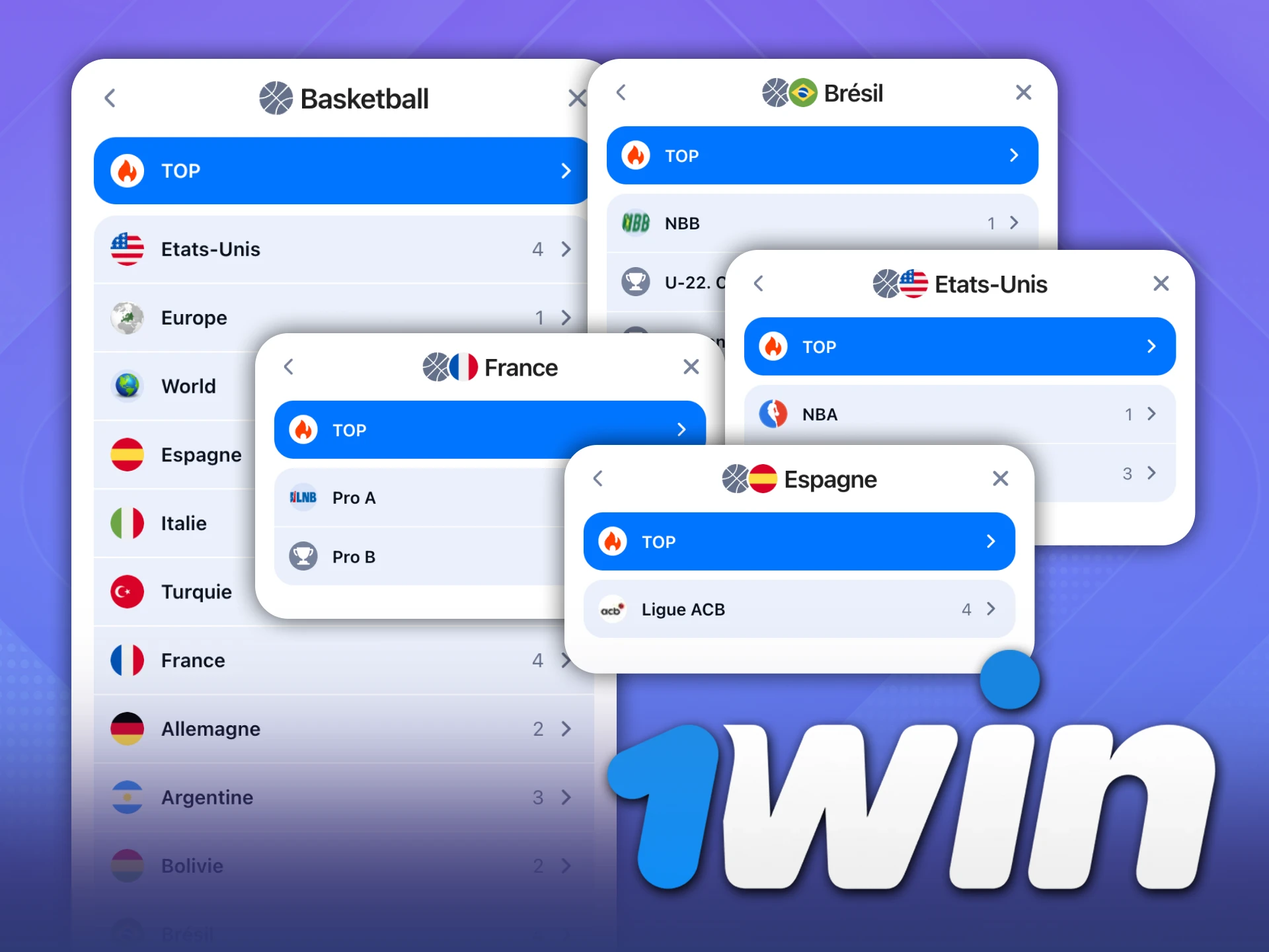 Un large éventail de tournois de basket-ball est présenté sur 1Win.