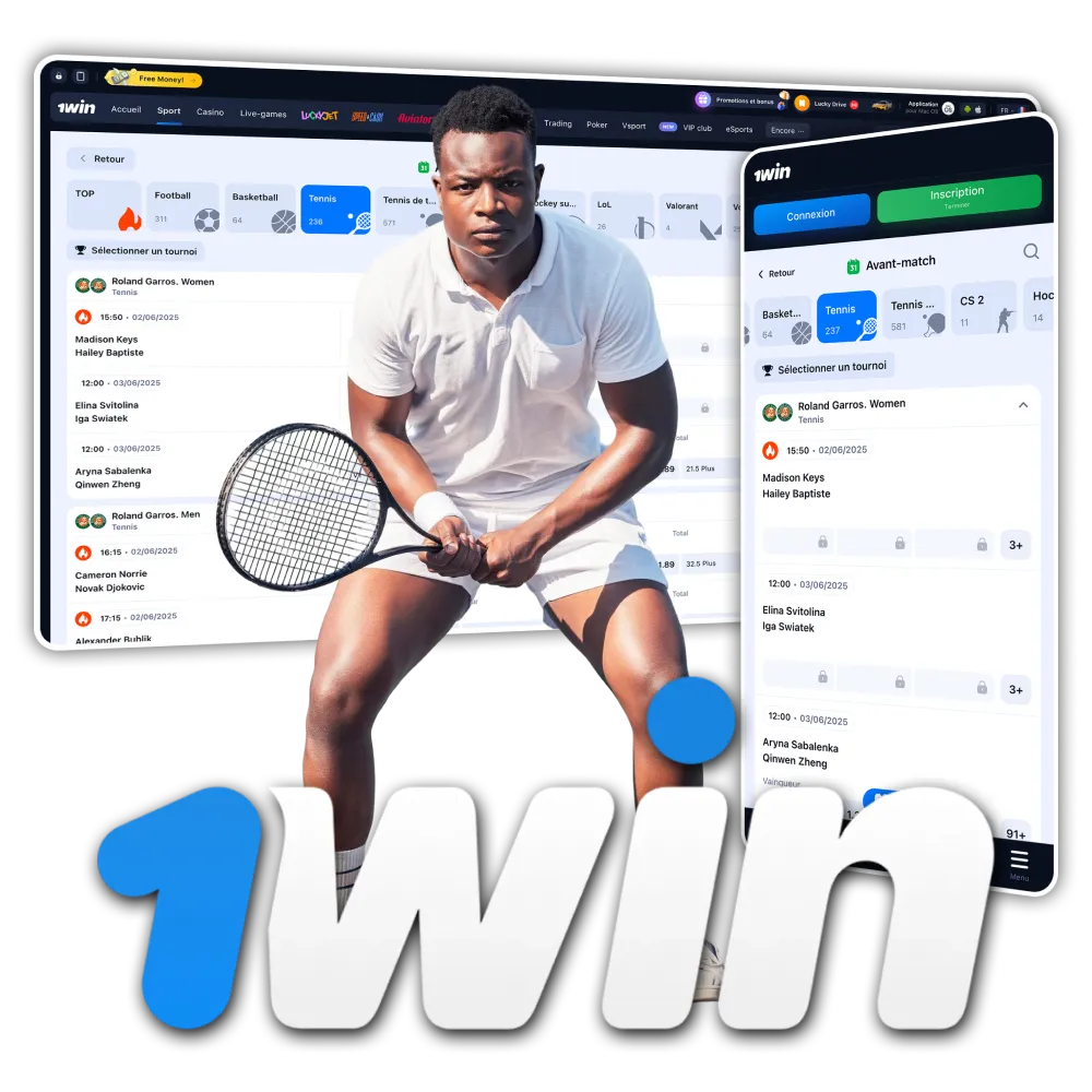 Profitez des paris sur le tennis avec 1win en Côte d'Ivoire.
