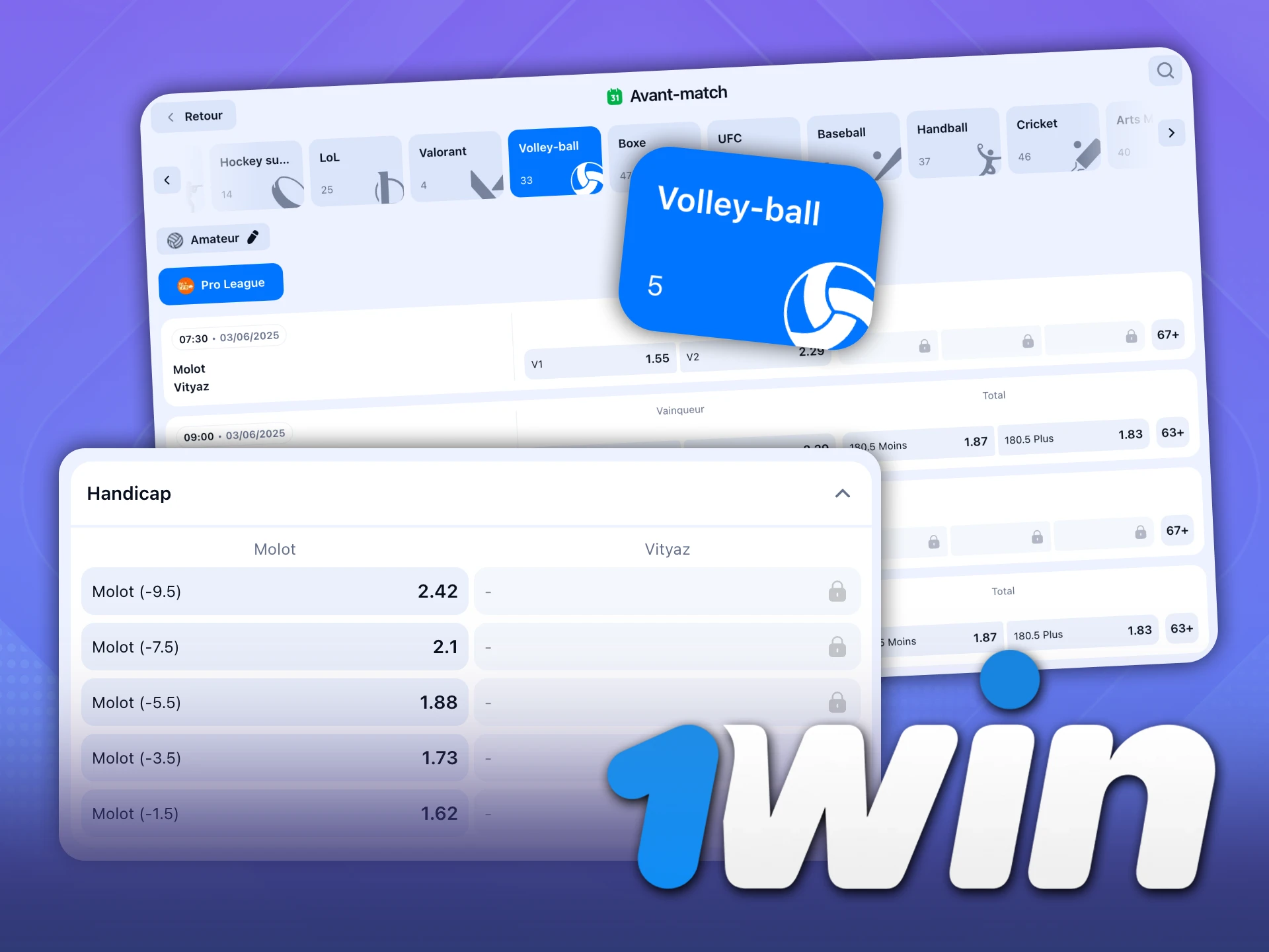 Suivez les matchs de volley-ball et modifiez vos paris sur 1Win.