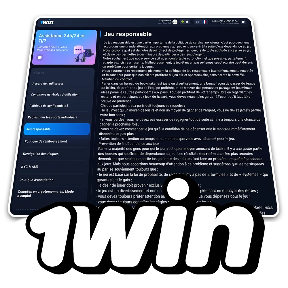 Jouezt de manière responsable avec 1win et amusezvous sans risque.