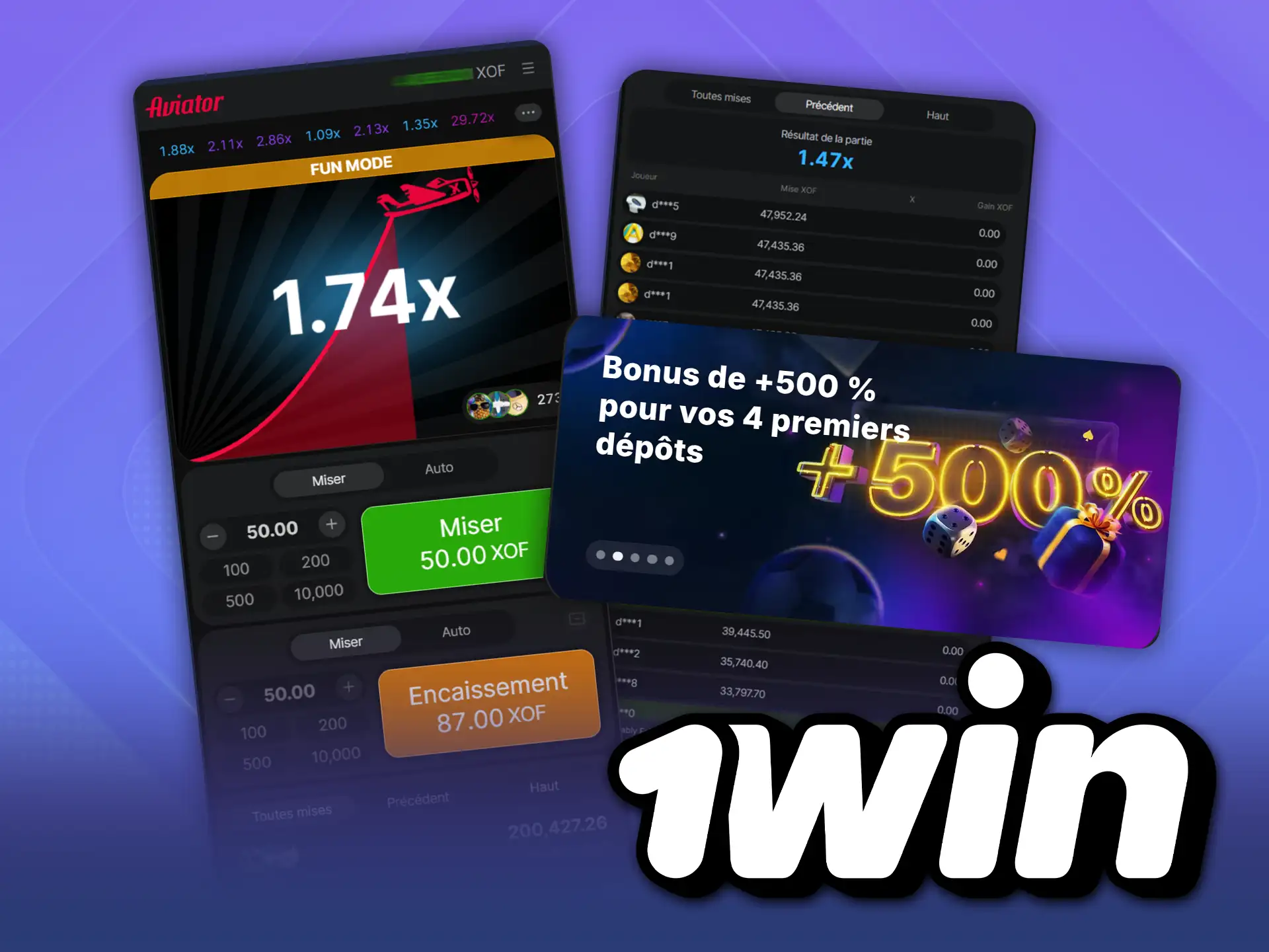Toutes les fonctions du jeu Aviator sont disponibles dans l'application mobile 1win.