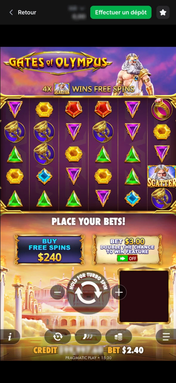 Jouez et gérez vos gains sur 1Win Gates of Olympus.