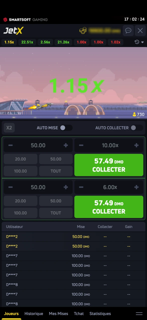 Choisissez votre pari avant le décollage de l'avion sur 1Win JetX.