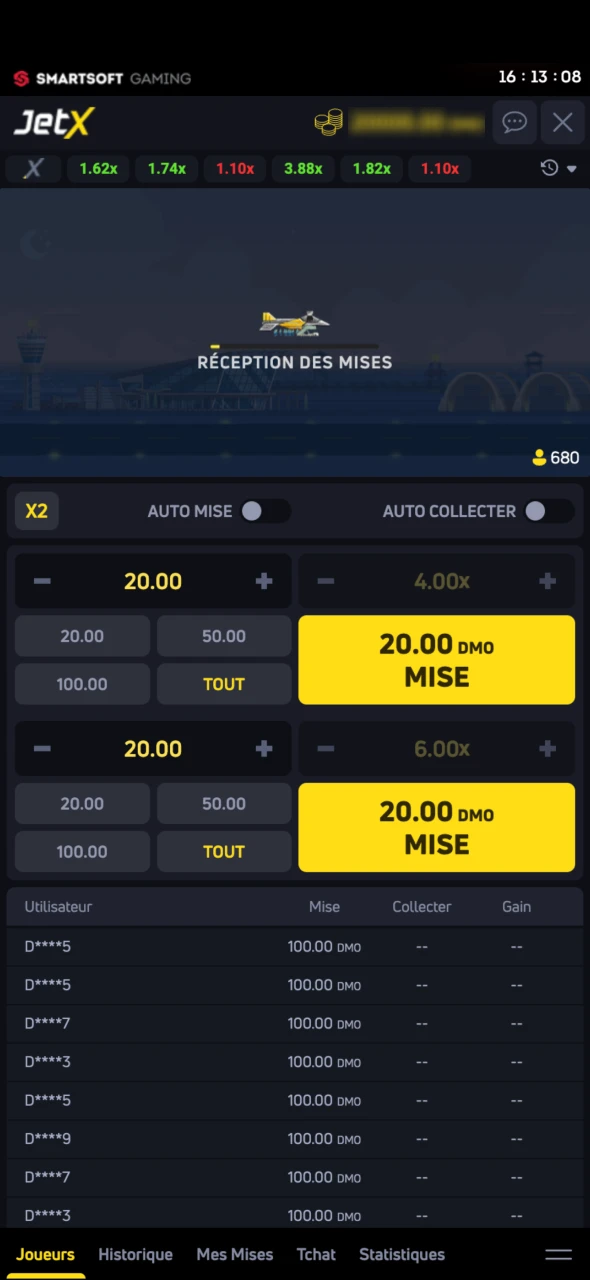 Ouvrez le jeu JetX sur 1win et commencez à jouer.