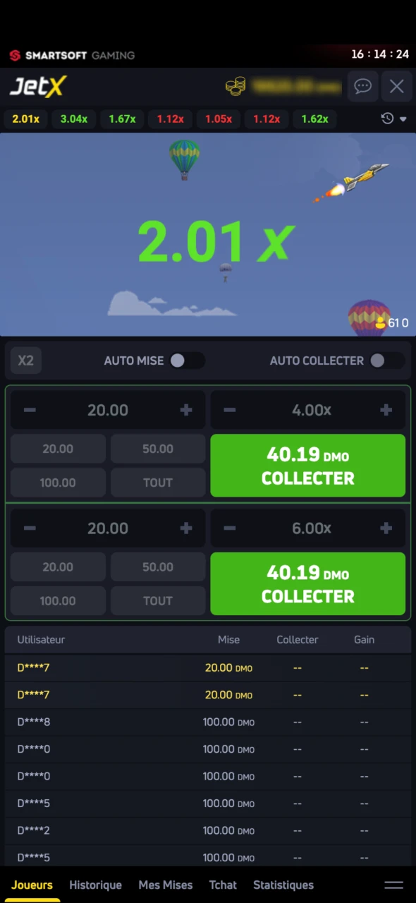 Regardez le multiplicateur augmenter dans 1Win JetX.