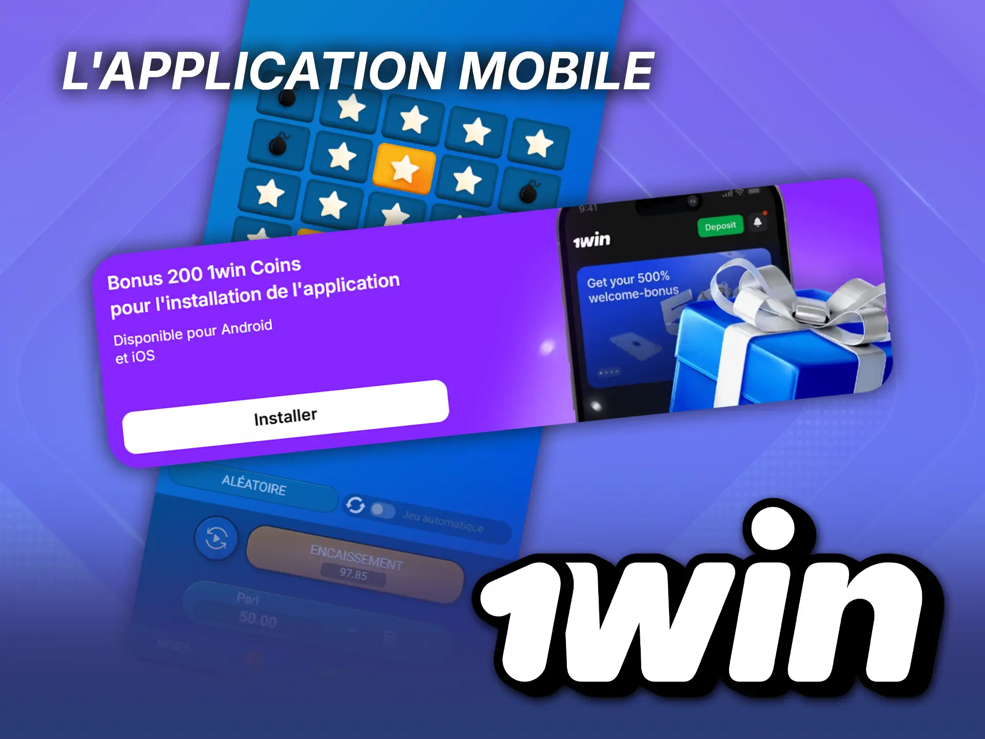 Jouez à Mines via l'application mobile 1win, disponible pour différents systèmes d'exploitation.