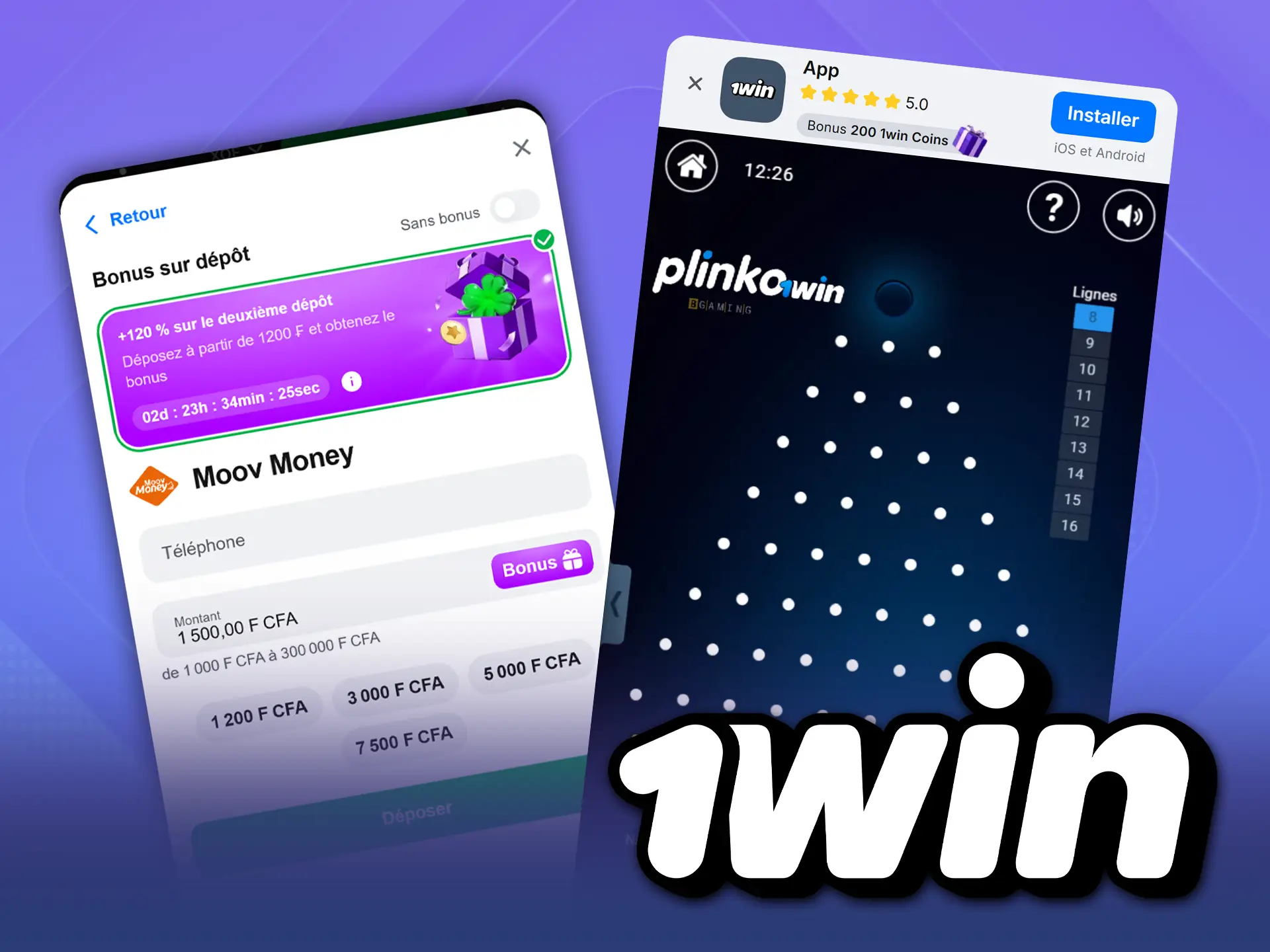 Jouer à Plinko est également pratique dans l'application mobile 1win.