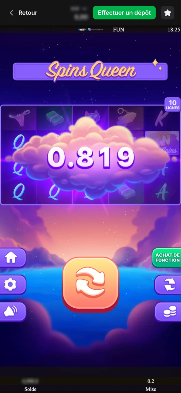 Récupérez vos gains dans Spins Queen sur 1Win.